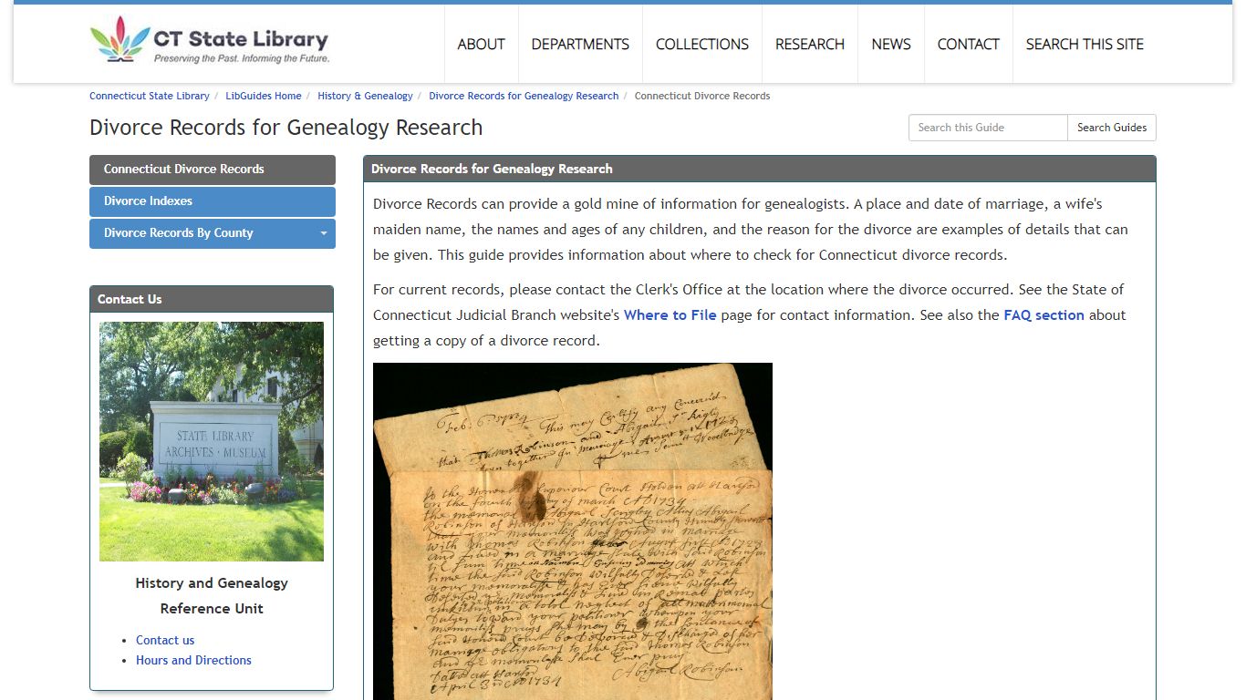 Divorce Records for Genealogy Research - Connecticut State Library