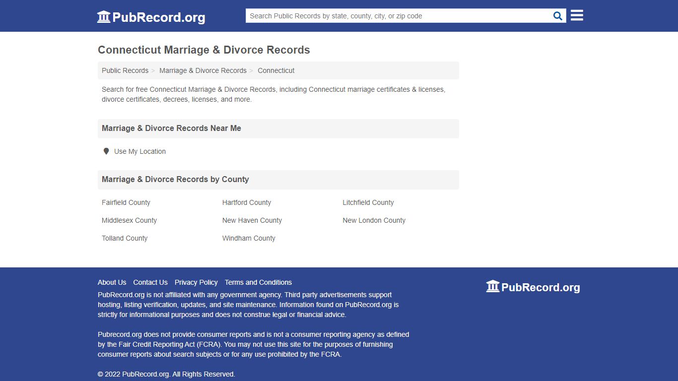 Free Connecticut Marriage & Divorce Records - PubRecord.org